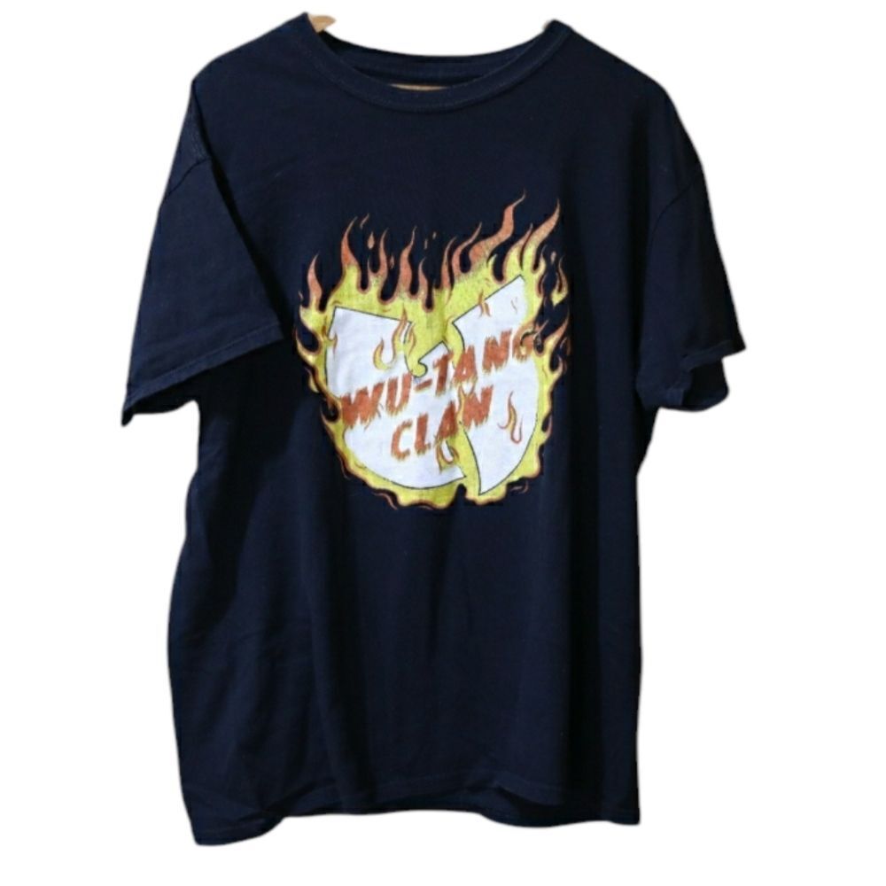 Wu Tang Clan Black Graphic Fire Tshirt 90s Hip Hop Rap Tshirt LG